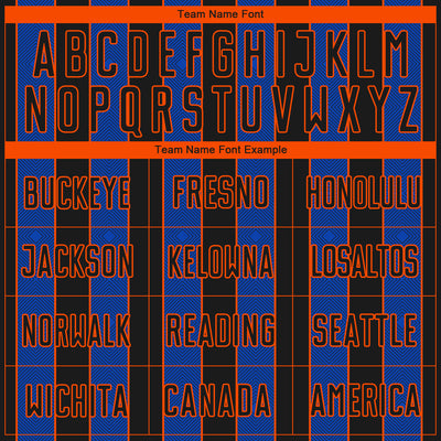 Custom Black Thunder Blue-Orange Pinstripe Line Sports Sublimation Soccer Uniform Jersey