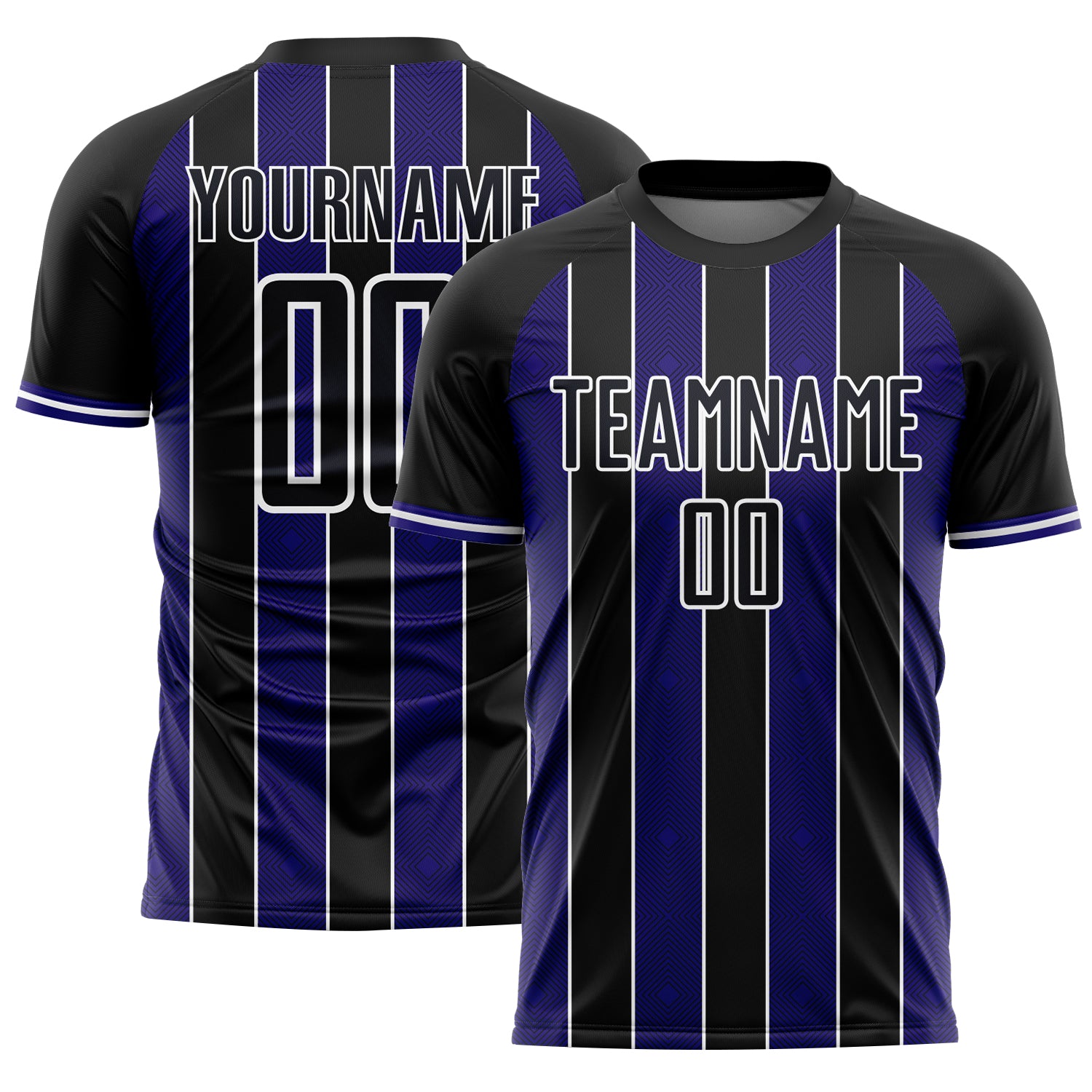 Custom Black Dark Purple-White Pinstripe Line Sports Sublimation Soccer Uniform Jersey