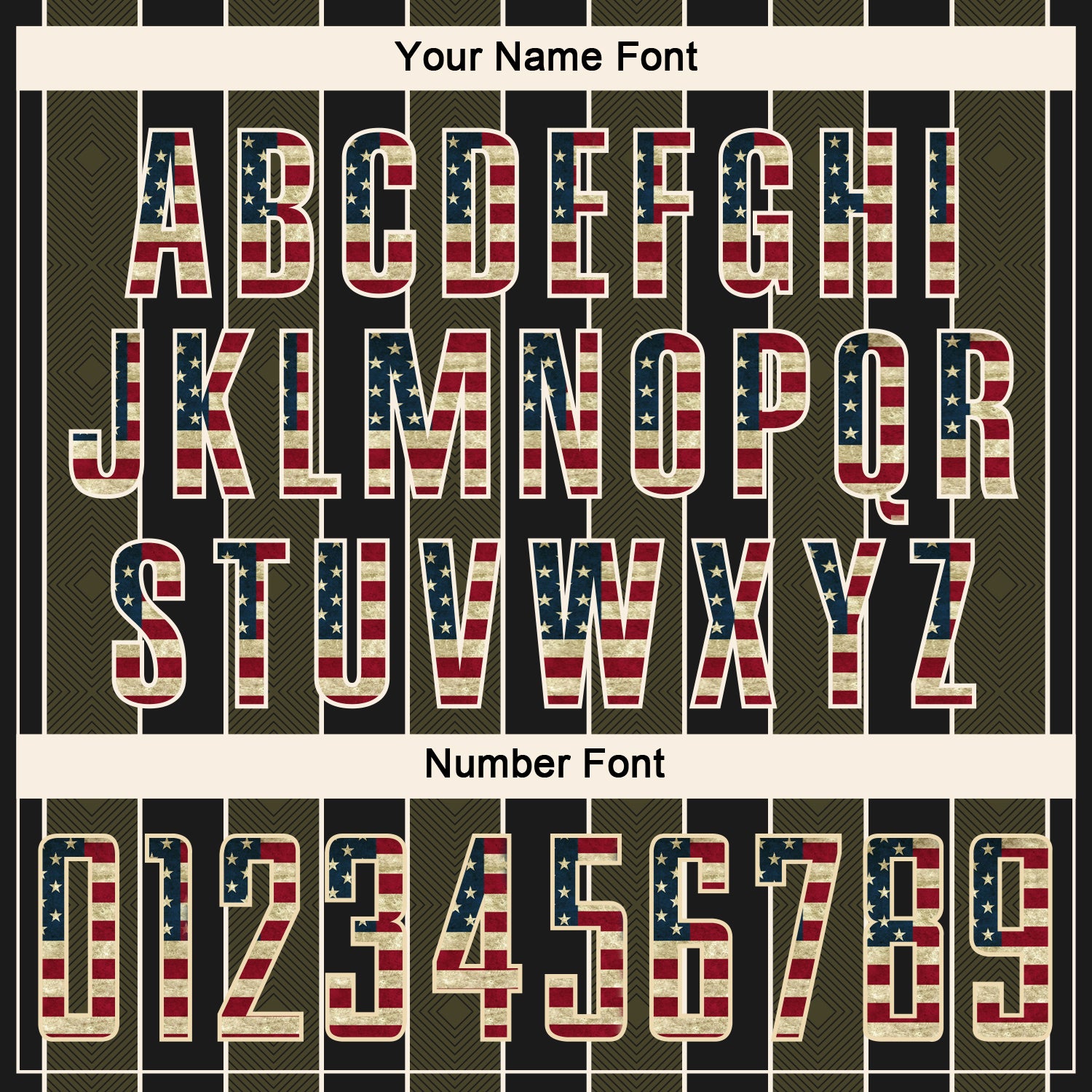 Custom Black Vintage USA Flag Olive-Cream Pinstripe Line Sports Sublimation Soccer Uniform Jersey