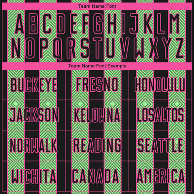 Custom Black Pea Green-Pink Pinstripe Line Sports Sublimation Soccer Uniform Jersey