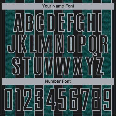 Custom Black Midnight Green-Gray Pinstripe Line Sports Sublimation Soccer Uniform Jersey