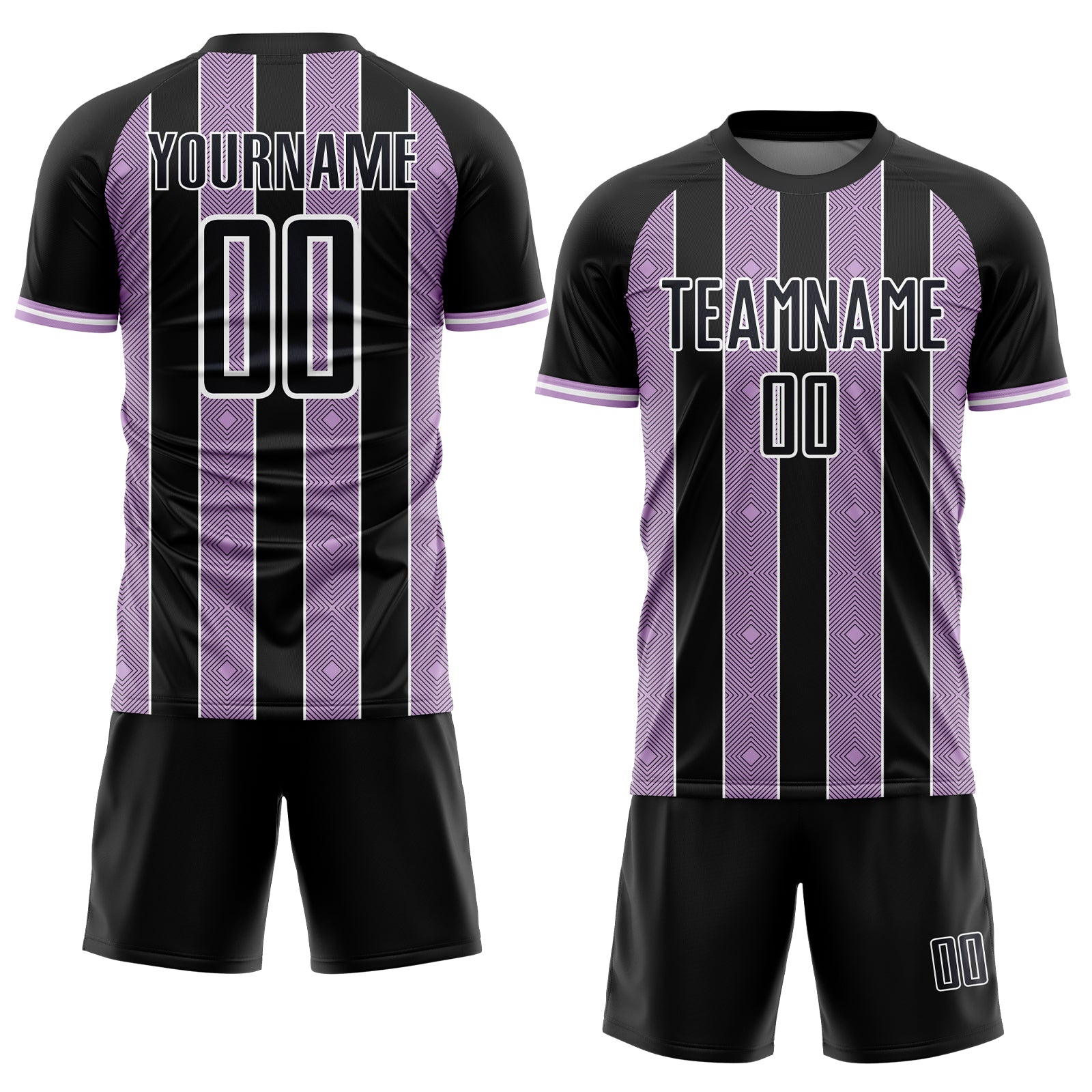 Custom Black Light Purple-White Pinstripe Line Sports Sublimation Soccer Uniform Jersey