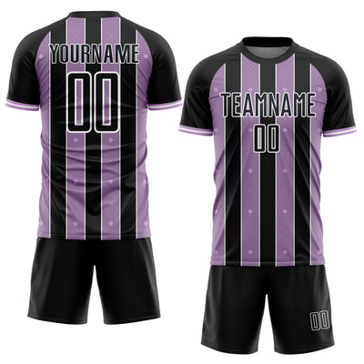 Custom Black Light Purple-White Pinstripe Line Sports Sublimation Soccer Uniform Jersey