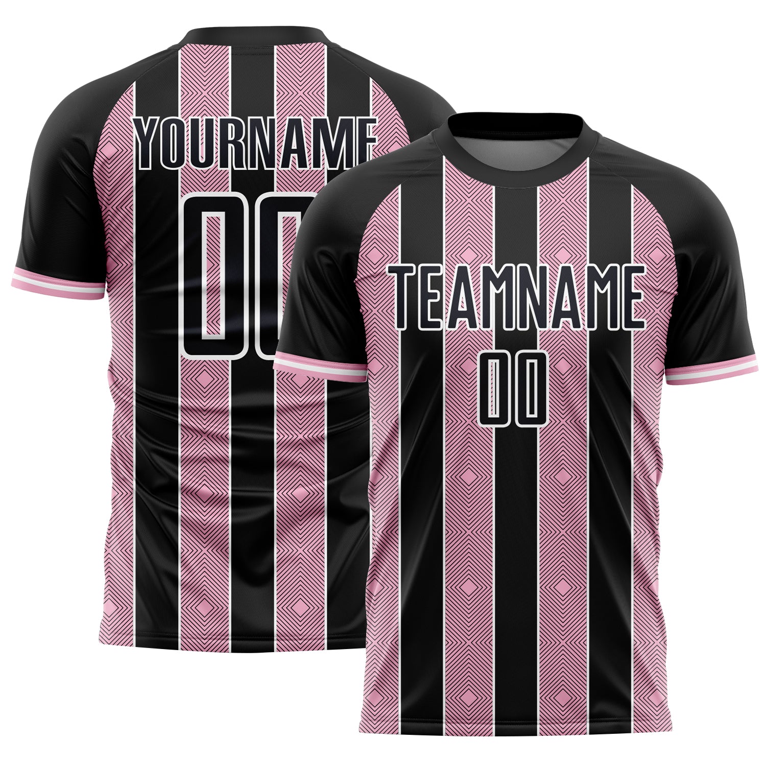 Custom Black Light Pink-White Pinstripe Line Sports Sublimation Soccer Uniform Jersey