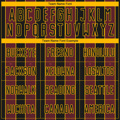 Custom Black Burgundy-Gold Pinstripe Line Sports Sublimation Soccer Uniform Jersey