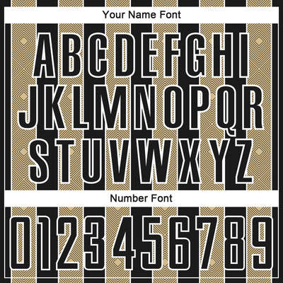 Custom Black Vegas Gold-White Pinstripe Line Sports Sublimation Soccer Uniform Jersey