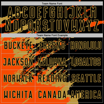 Custom Black Orange-Old Gold Abstract Fragment Art Splash Sports Sublimation Soccer Uniform Jersey