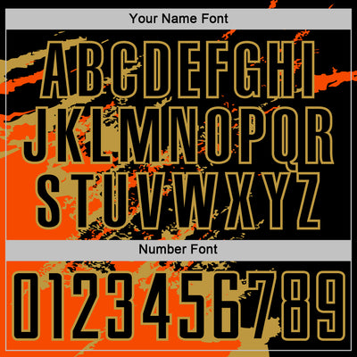 Custom Black Orange-Old Gold Abstract Fragment Art Splash Sports Sublimation Soccer Uniform Jersey