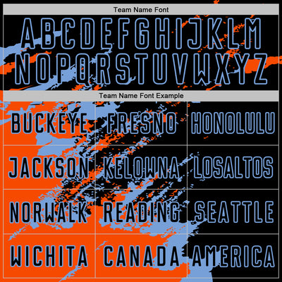 Custom Black Orange-Powder Blue Abstract Fragment Art Splash Sports Sublimation Soccer Uniform Jersey