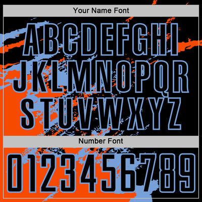 Custom Black Orange-Powder Blue Abstract Fragment Art Splash Sports Sublimation Soccer Uniform Jersey