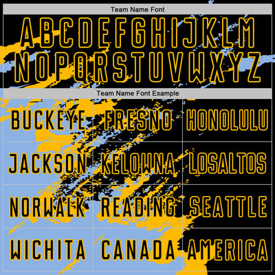 Custom Black Light Blue-Gold Abstract Fragment Art Splash Sports Sublimation Soccer Uniform Jersey