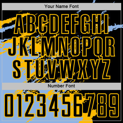 Custom Black Light Blue-Gold Abstract Fragment Art Splash Sports Sublimation Soccer Uniform Jersey