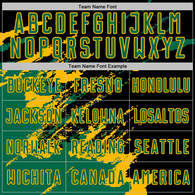 Custom Black Kelly Green-Gold Abstract Fragment Art Splash Sports Sublimation Soccer Uniform Jersey