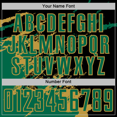 Custom Black Kelly Green-Old Gold Abstract Fragment Art Splash Sports Sublimation Soccer Uniform Jersey