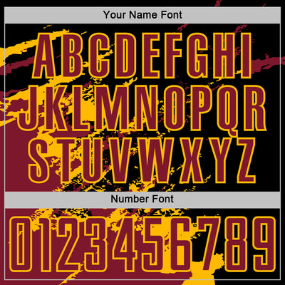 Custom Black Crimson-Gold Abstract Fragment Art Splash Sports Sublimation Soccer Uniform Jersey