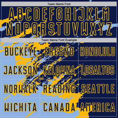 Custom Navy Light Blue-Gold Abstract Fragment Art Splash Sports Sublimation Soccer Uniform Jersey