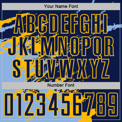Custom Navy Light Blue-Gold Abstract Fragment Art Splash Sports Sublimation Soccer Uniform Jersey