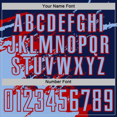 Custom Navy Light Blue-Red Abstract Fragment Art Splash Sports Sublimation Soccer Uniform Jersey