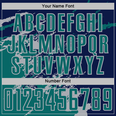 Custom Navy Teal-Gray Abstract Fragment Art Splash Sports Sublimation Soccer Uniform Jersey