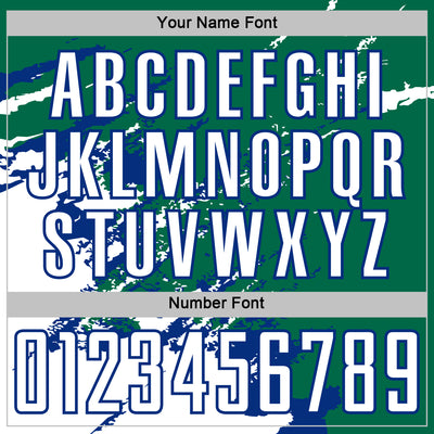 Custom Kelly Green White-Royal Abstract Fragment Art Splash Sports Sublimation Soccer Uniform Jersey