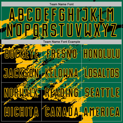 Custom Kelly Green Black-Gold Abstract Fragment Art Splash Sports Sublimation Soccer Uniform Jersey