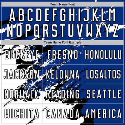 Custom Royal White-Black Abstract Fragment Art Splash Sports Sublimation Soccer Uniform Jersey