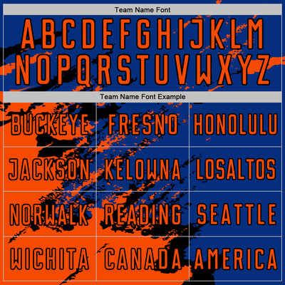 Custom Royal Orange-Black Abstract Fragment Art Splash Sports Sublimation Soccer Uniform Jersey