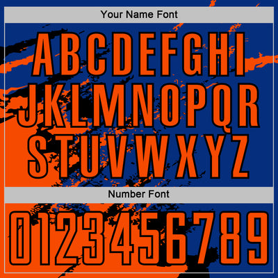 Custom Royal Orange-Black Abstract Fragment Art Splash Sports Sublimation Soccer Uniform Jersey