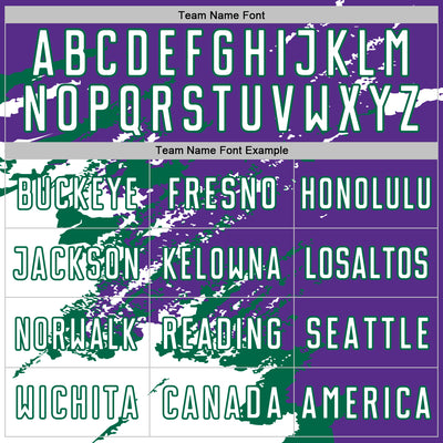 Custom Purple White-Kelly Green Abstract Fragment Art Splash Sports Sublimation Soccer Uniform Jersey
