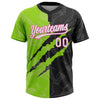 Custom Graffiti Pattern Black Neon Green-Pink 3D Two-Button Unisex Softball Jersey
