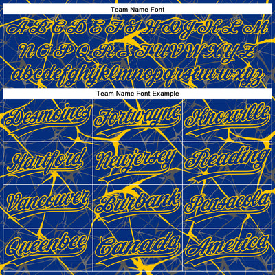 Custom Royal Yellow 3D Pattern Abstract Network Two-Button Unisex Softball Jersey