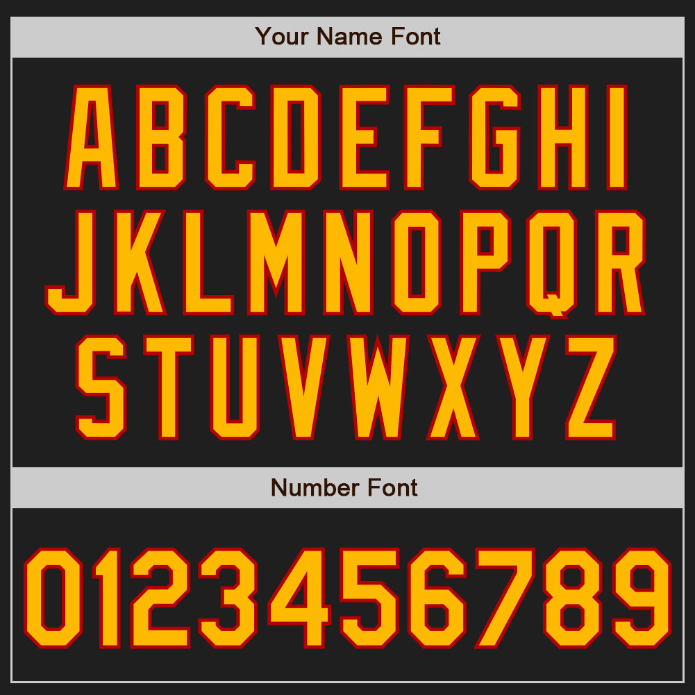 Custom Black Red Pinstripe Gold Two-Button Unisex Softball Jersey