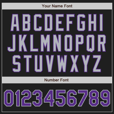 Custom Black Purple Pinstripe Gray Two-Button Unisex Softball Jersey