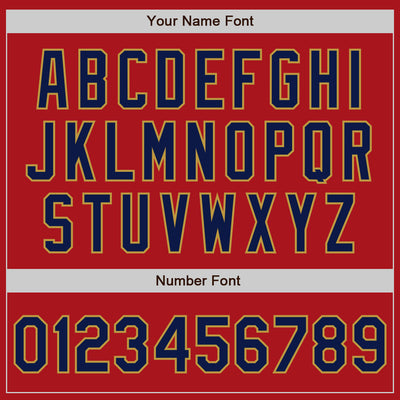 Custom Red Old Gold Pinstripe Navy Two-Button Unisex Softball Jersey