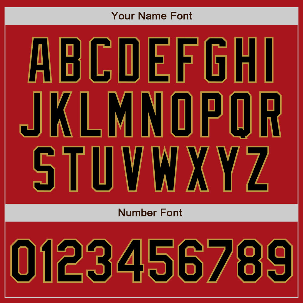 Custom Red Old Gold Pinstripe Black Two-Button Unisex Softball Jersey