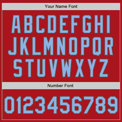 Custom Red Steel Gray Pinstripe Light Blue Two-Button Unisex Softball Jersey