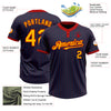 Custom Navy Red Pinstripe Gold Two-Button Unisex Softball Jersey