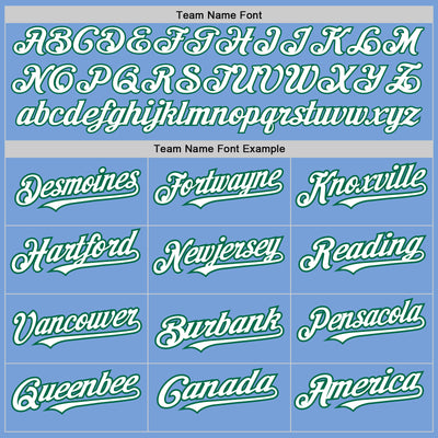 Custom Light Blue Kelly Green Pinstripe White Two-Button Unisex Softball Jersey