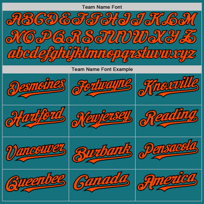 Custom Teal Black Pinstripe Orange Two-Button Unisex Softball Jersey