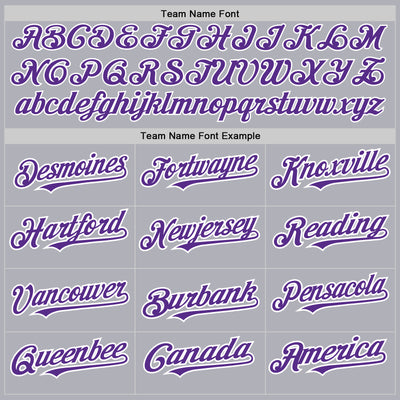 Custom Gray Purple Pinstripe White Two-Button Unisex Softball Jersey