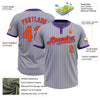 Custom Gray Purple Pinstripe Orange Two-Button Unisex Softball Jersey