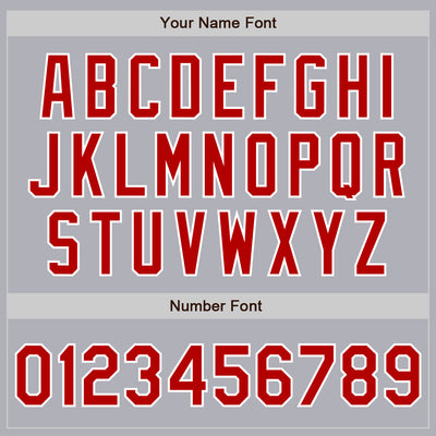 Custom Gray Red Pinstripe White Two-Button Unisex Softball Jersey