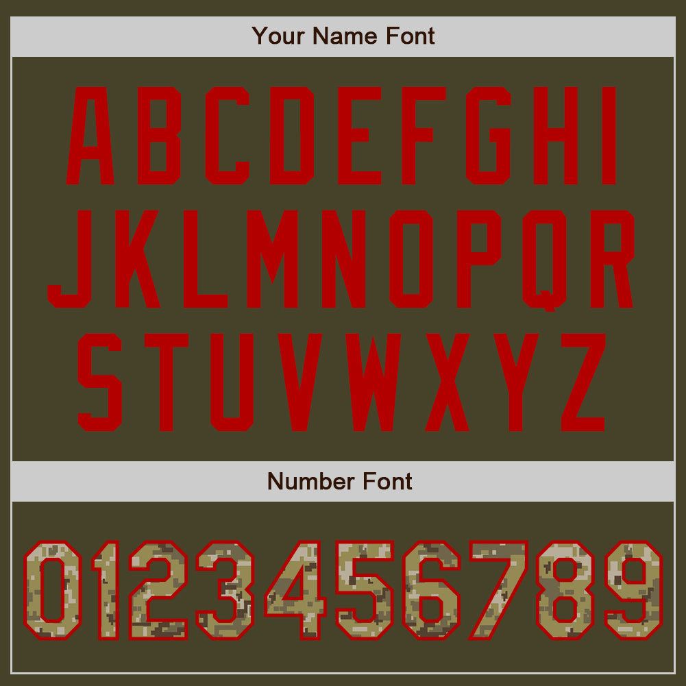 Custom Olive Red Pinstripe Camo Salute To Service Two-Button Unisex Softball Jersey