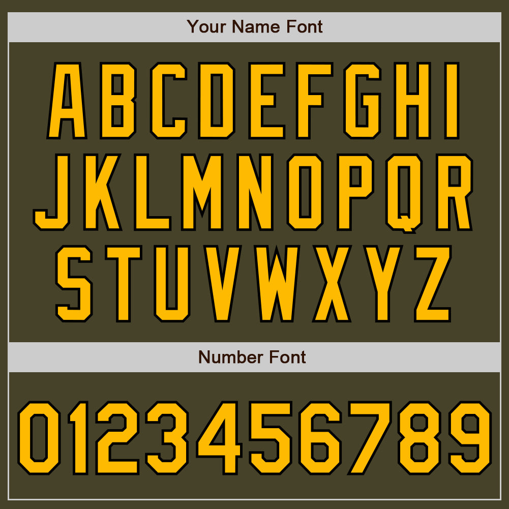 Custom Olive Black Pinstripe Gold Salute To Service Two-Button Unisex Softball Jersey