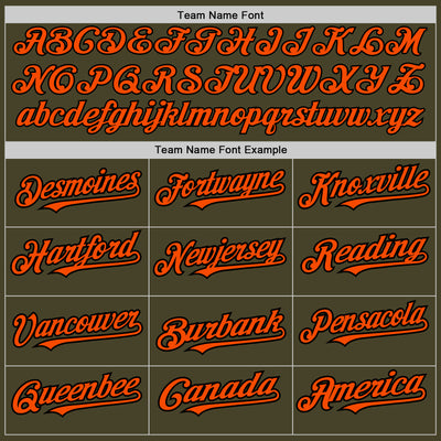 Custom Olive Black Pinstripe Orange Salute To Service Two-Button Unisex Softball Jersey