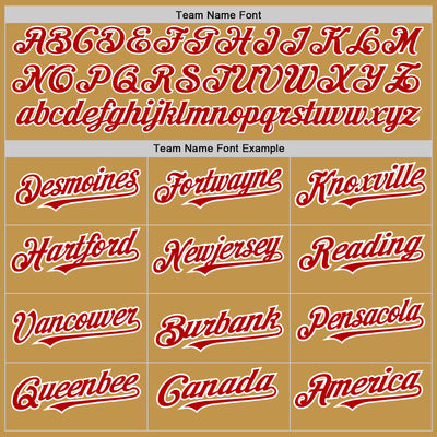 Custom Old Gold Red Pinstripe White Two-Button Unisex Softball Jersey