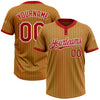 Custom Old Gold Red Pinstripe White Two-Button Unisex Softball Jersey