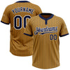 Custom Old Gold Navy Pinstripe White Two-Button Unisex Softball Jersey