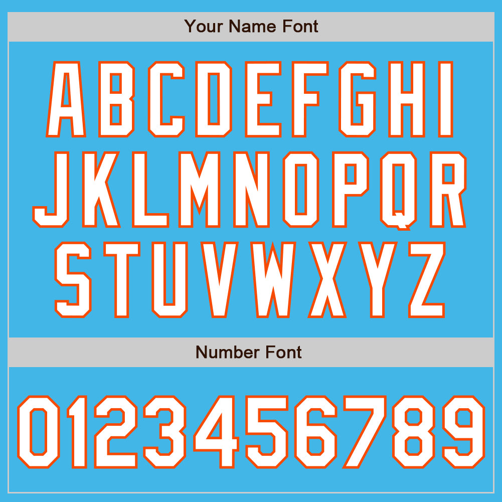 Custom Sky Blue Orange Pinstripe White Two-Button Unisex Softball Jersey