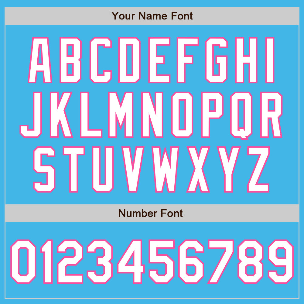 Custom Sky Blue Pink Pinstripe White Two-Button Unisex Softball Jersey